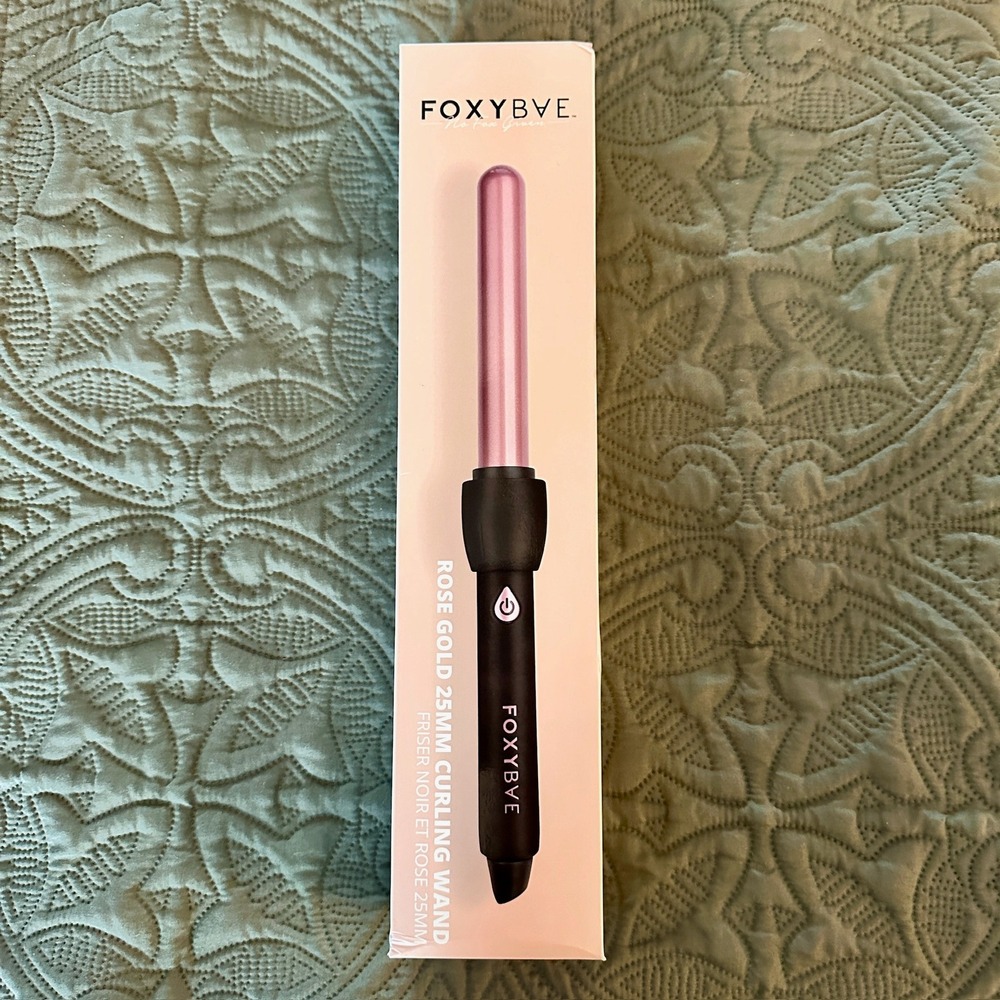FoxyBae Rose Gold 25mm Curling Wand Ceramic Tourmaline Hair Curler BLK-25CRL